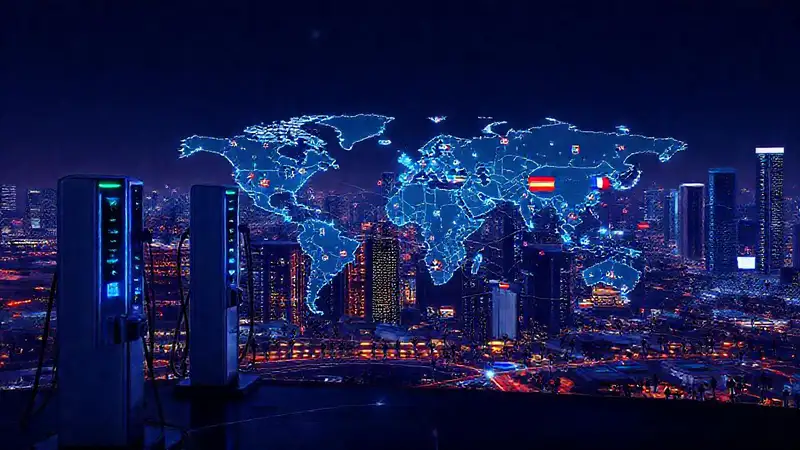 Carga futurista global, diseño elegante y vibrante