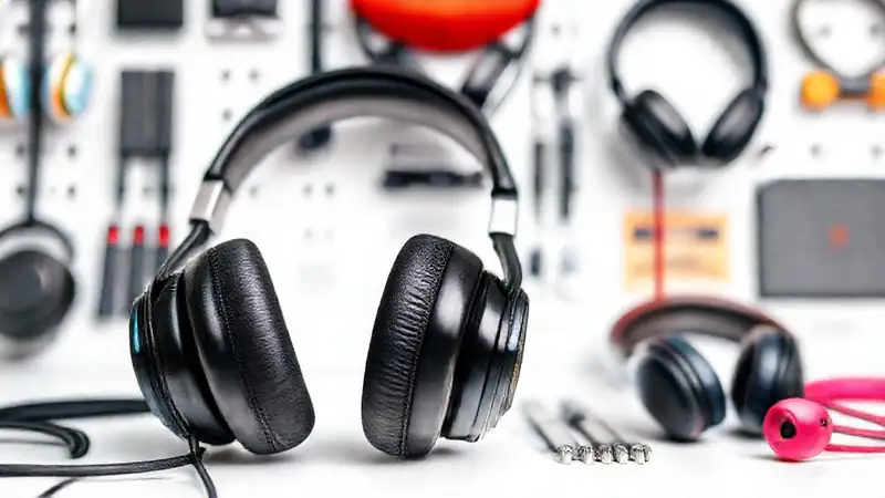 Auriculares tecnológicos, coloridos y organizados
