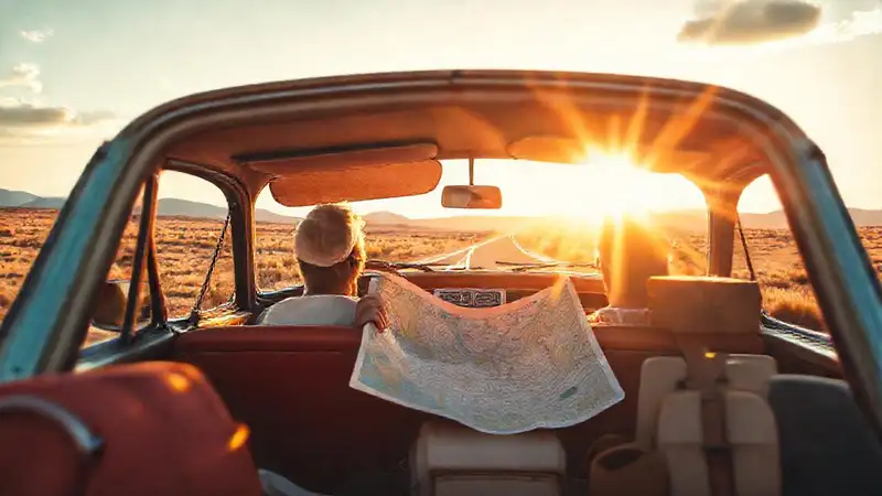 Un viaje romántico en coche vintage