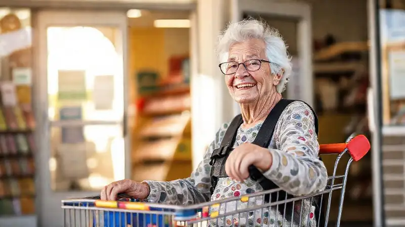 Un anciano sonríe en un ambiente accesible