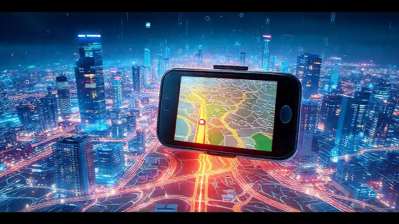 El GPS muestra una ciudad futurista