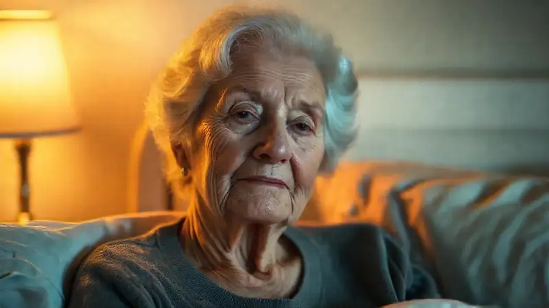 Una anciana irradiaba paz en su cama