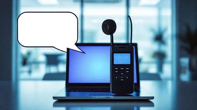 Grabación de voz digital en oficina moderna