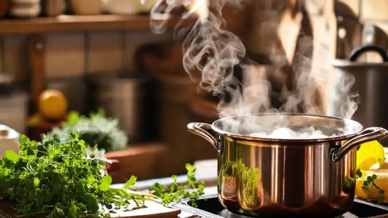Cocina rústica prepara un delicioso plato