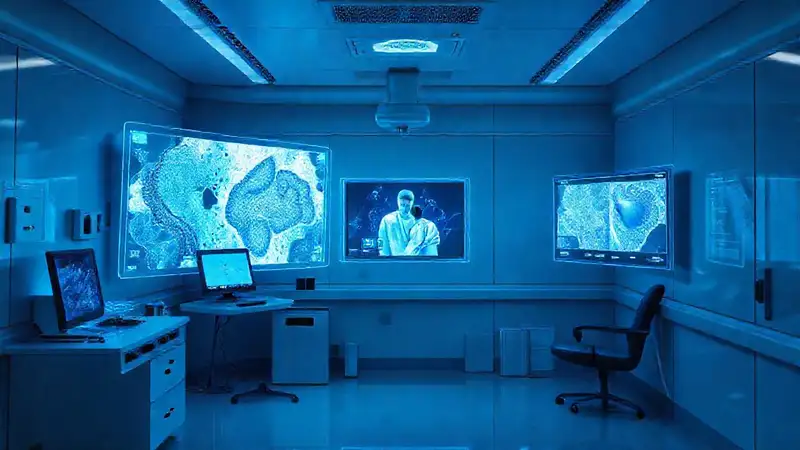 Un consultorio futurista examina hologramas digitalmente