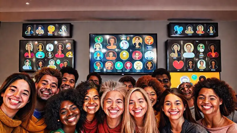 Un grupo diverso irradia optimismo moderno