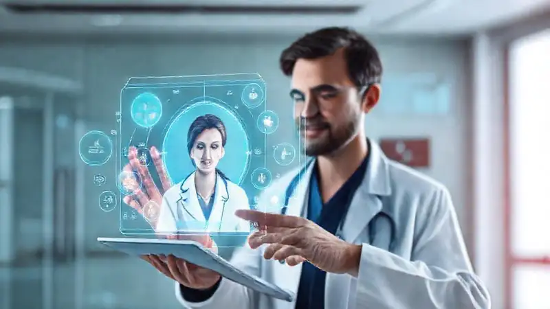 Clínica futurista con telemedicina digital