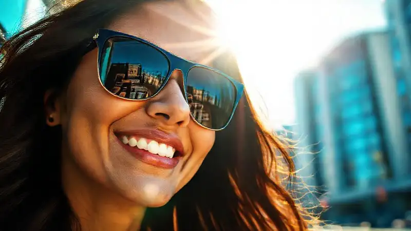 Gafas automáticas reflejan una sonrisa brillante