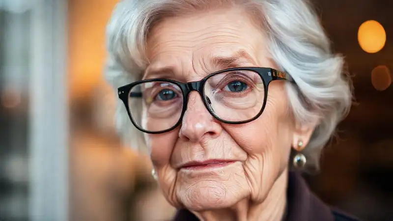 Mujer mayor amable en luz cálida