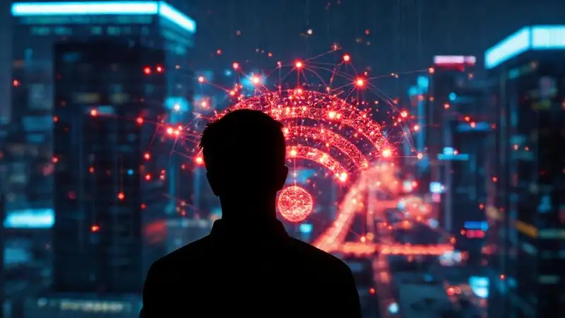 Señal WiFi digital, futurista y vibrante