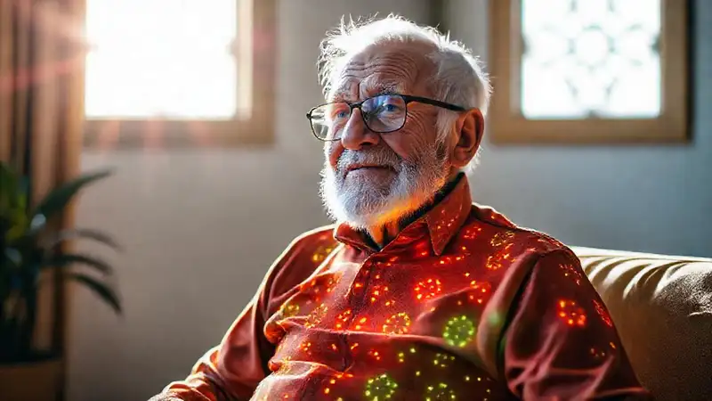 Un anciano feliz usa ropa moderna