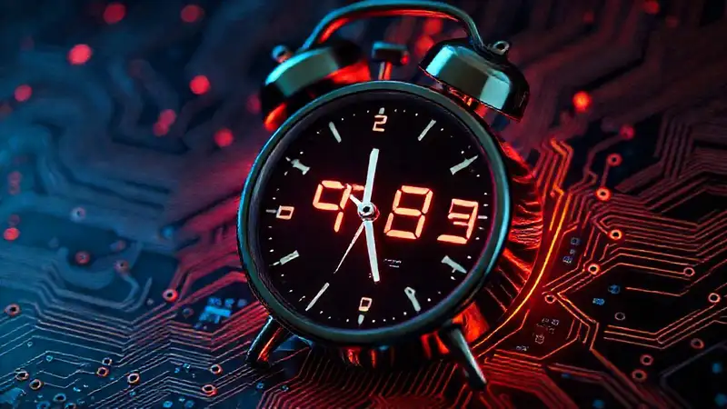 Reloj despertador vibrante, estética tecnológica futurista