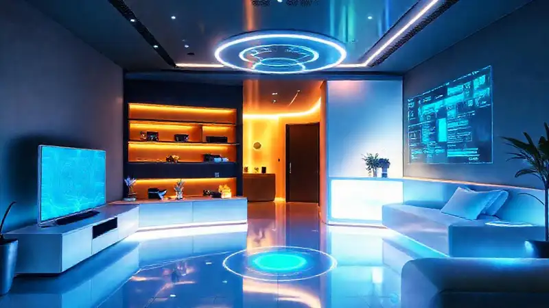 El hogar inteligente es futurista y brillante