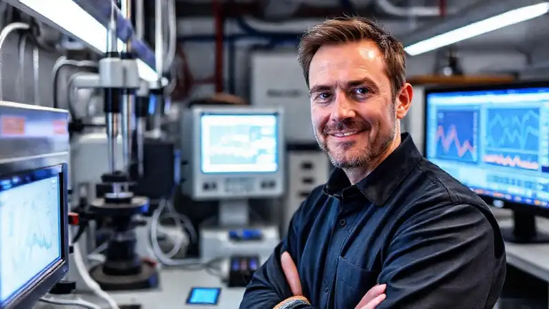 Técnico experto mide con precisión digital