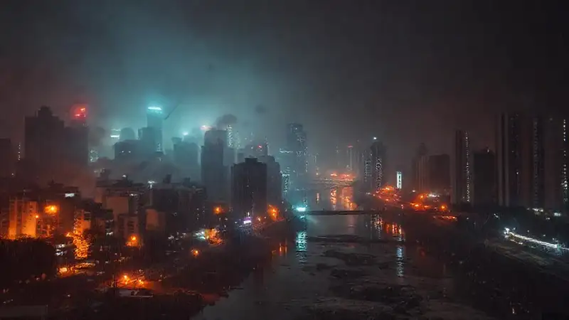 Ciudad nocturna: contaminación, oscuridad y urgencia