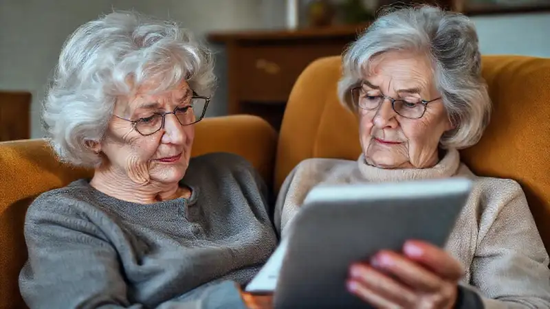 Una anciana lee en un entorno cálido