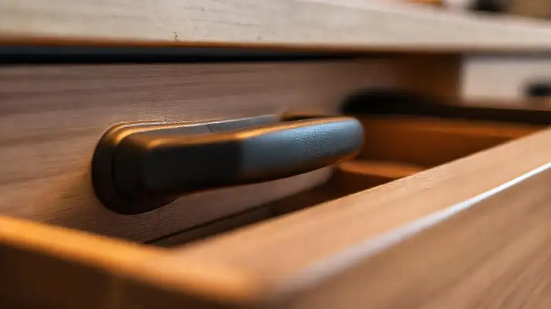 Un mango ergonómico ilumina un cajón moderno