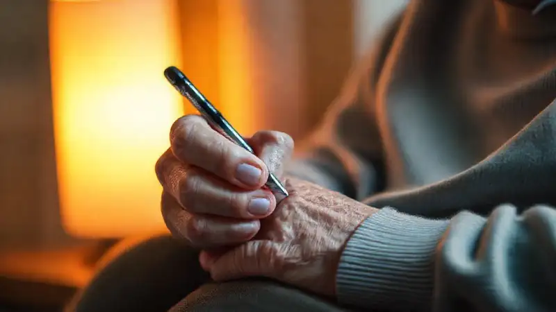 Una pluma ergonómica ilumina manos tranquilas