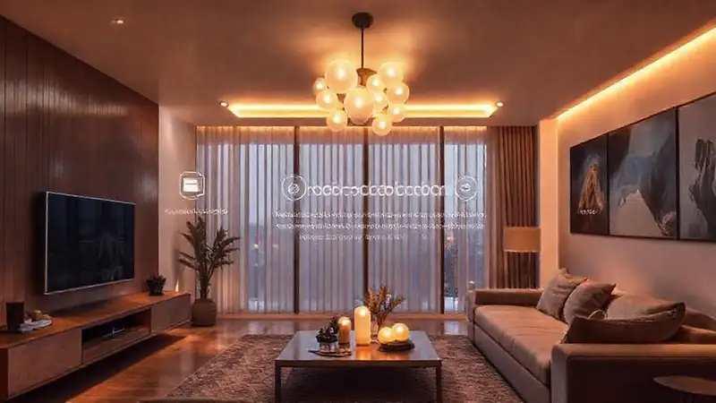 Un salón moderno con iluminación inteligente