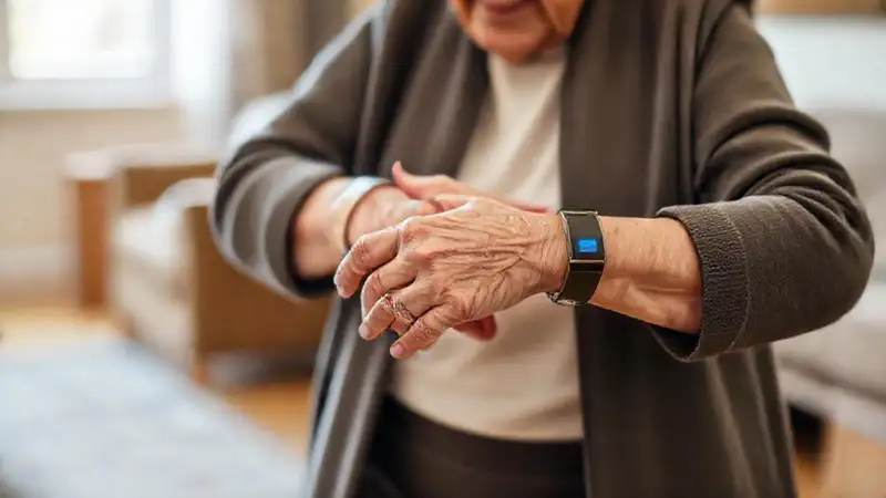 Una anciana usa tecnología para seguridad