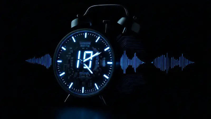 Reloj despertador moderno, vibraciones tecnológicas abstractas