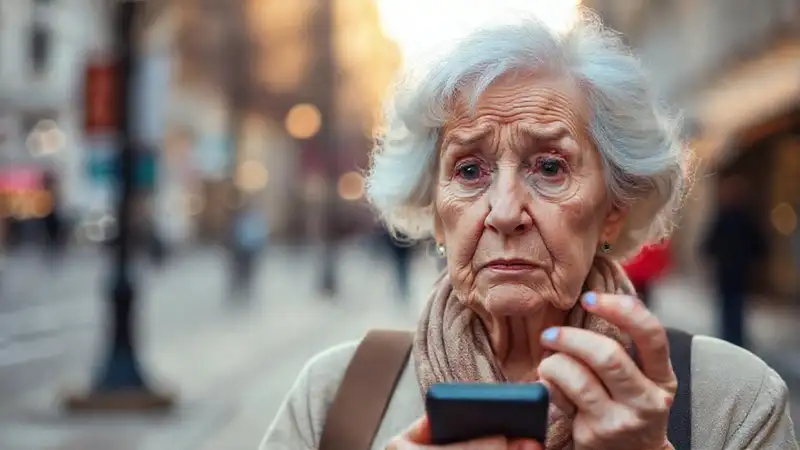 Mujer anciana busca guía con esperanza