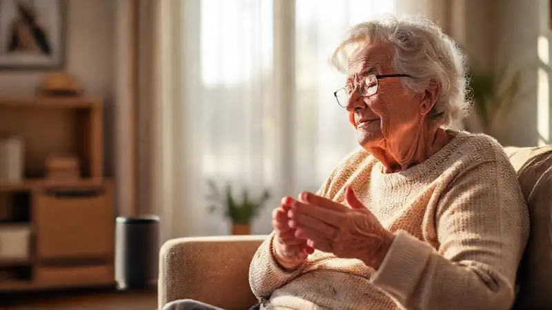 La anciana encuentra paz en tecnología segura