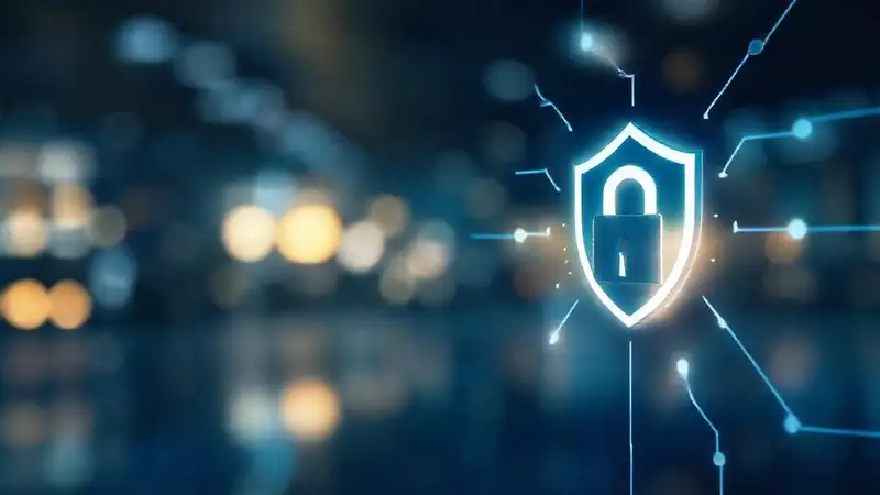 Silueta segura en datos azules