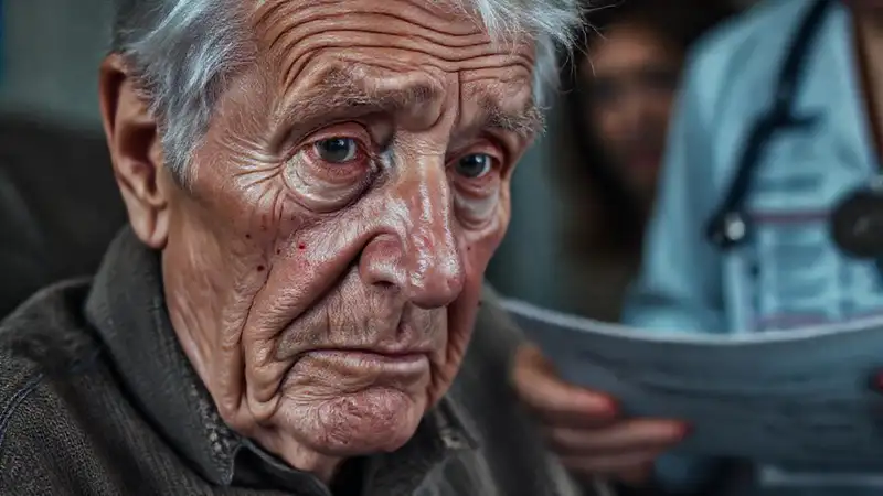 Un anciano sufre una erupción preocupante