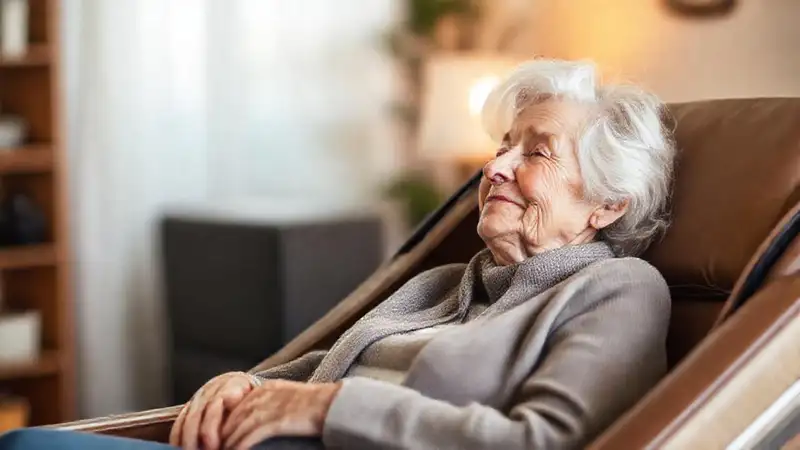 Una anciana disfruta de un masaje sereno