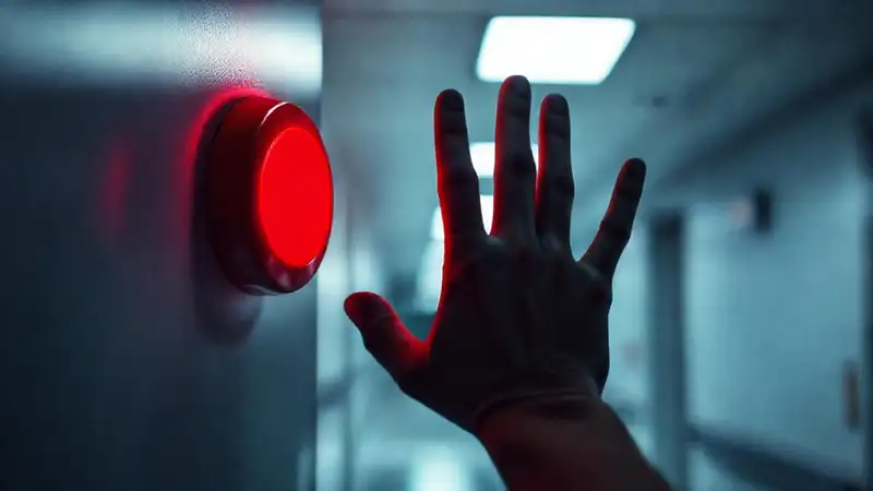 Un botón rojo urgente en hospital