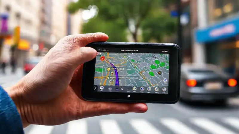 Un GPS moderno guía por la ciudad
