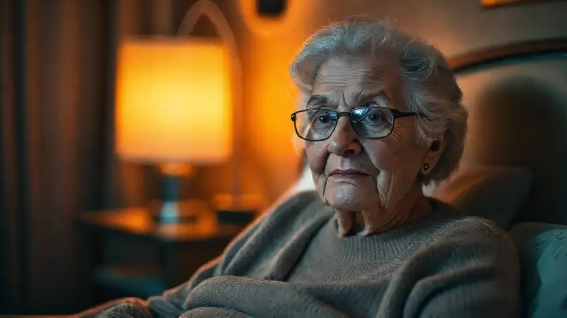 Una anciana descansa en un ambiente sereno