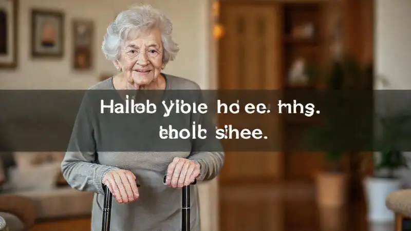 Mujer anciana camina con apoyo cálido