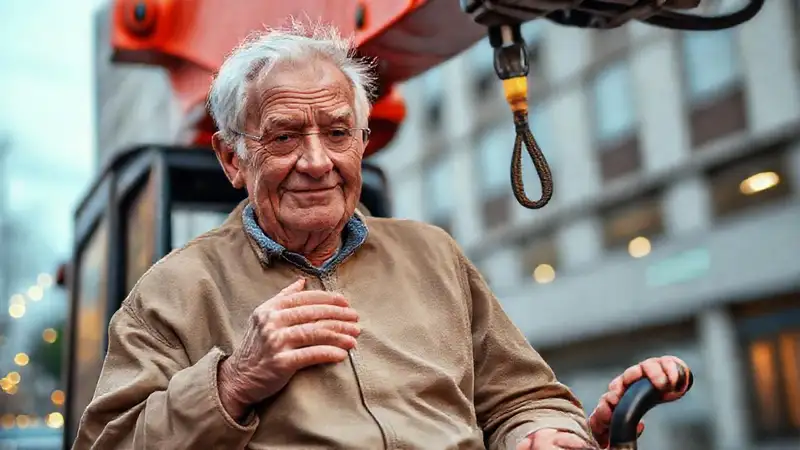 Un anciano recibe ayuda amable en la ciudad