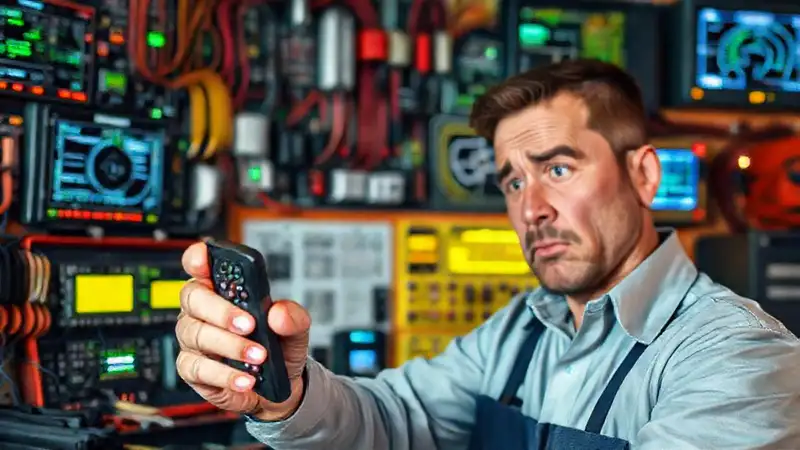 Un técnico frustrado arregla una interfaz digital