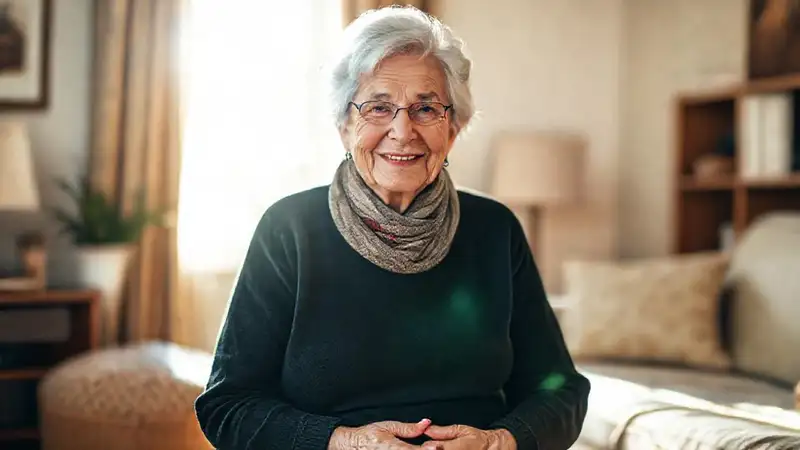 Una anciana elegante irradia calidez y respeto