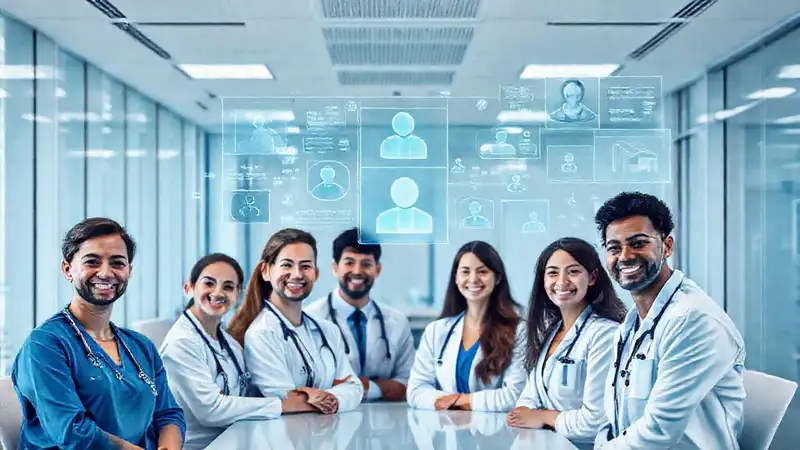 Equipo sanitario moderno y colaborativo digital