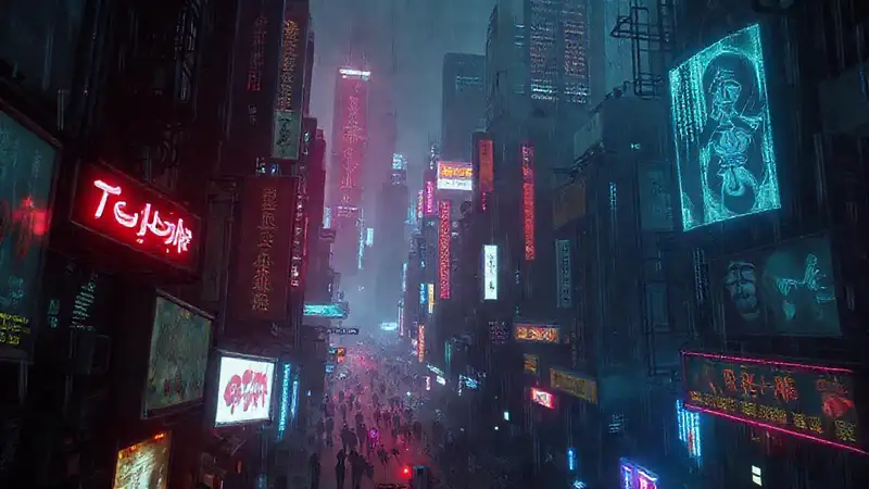 Ciudad cyberpunk oscura