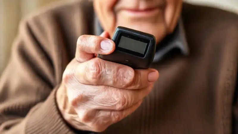 Tecnología moderna apoya manos mayores