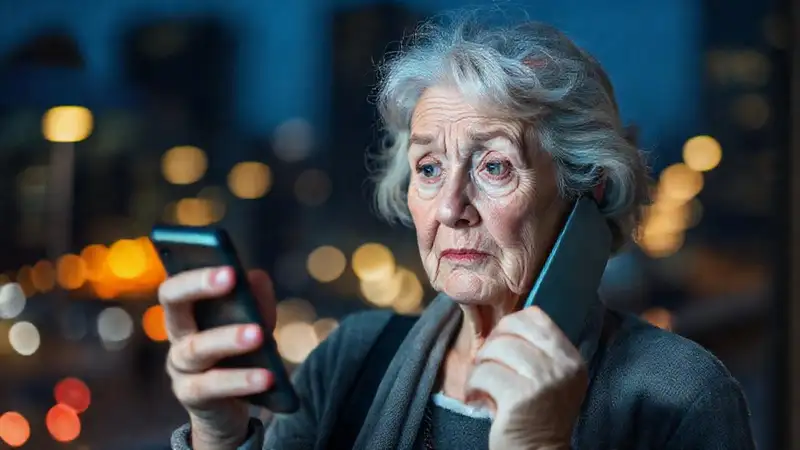 Mujer anciana necesita ayuda tecnológica