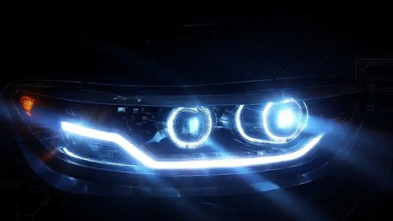 Luces automotrices futuristas brillan en la noche