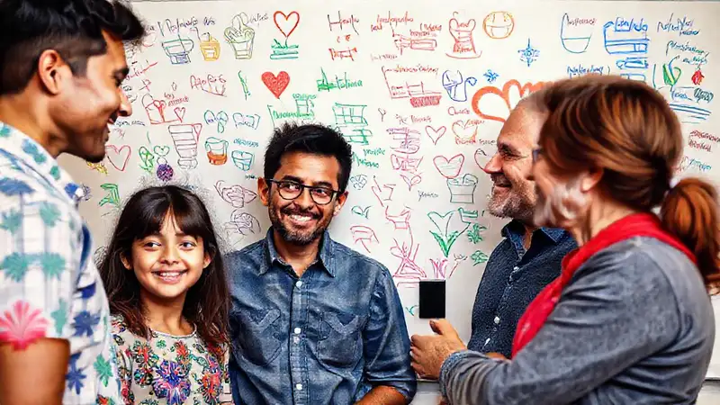 Familia comparte ideas con alegría
