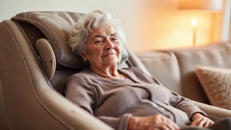 Una anciana encuentra confort y serenidad