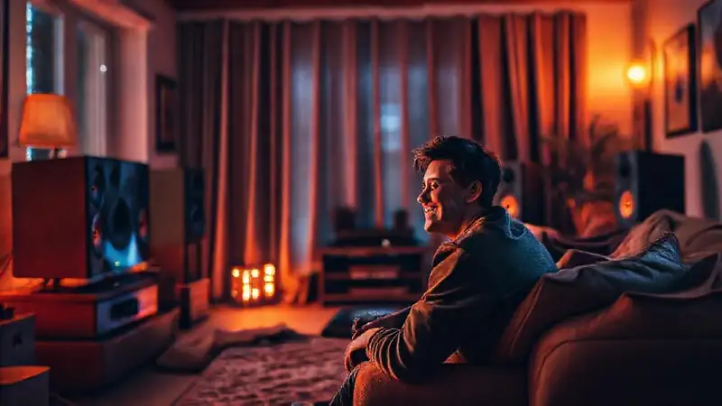 Un salón acogedor ofrece sonido envolvente y placer