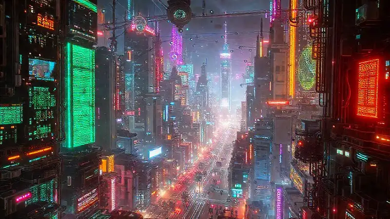 Ciudad futurista reluce con tecnología avanzada