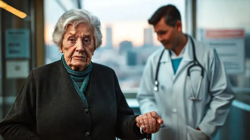 Médico compasivo ayuda a anciana confundida