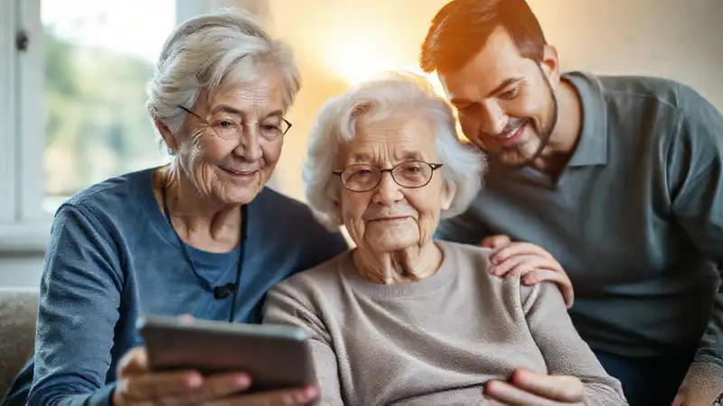 Una anciana aprende con esperanza digital