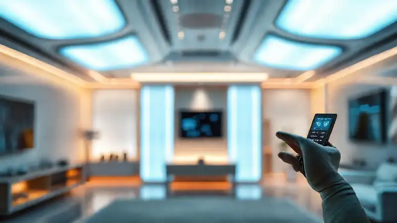 Un hogar inteligente futurista, cálido y minimalista
