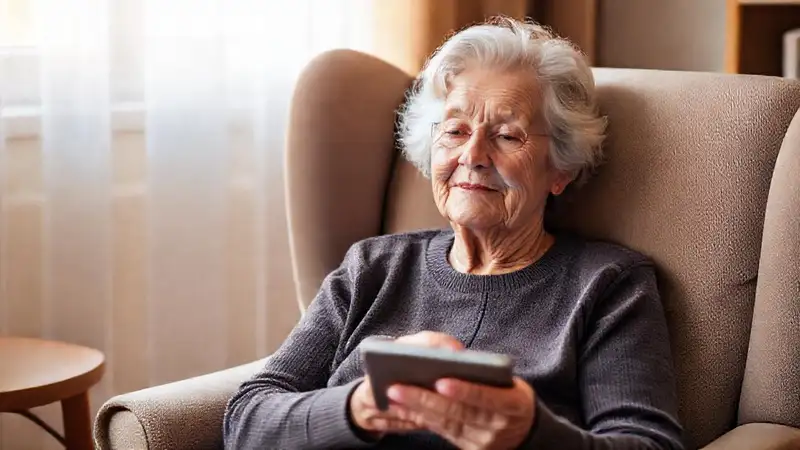 Una anciana serena encuentra paz